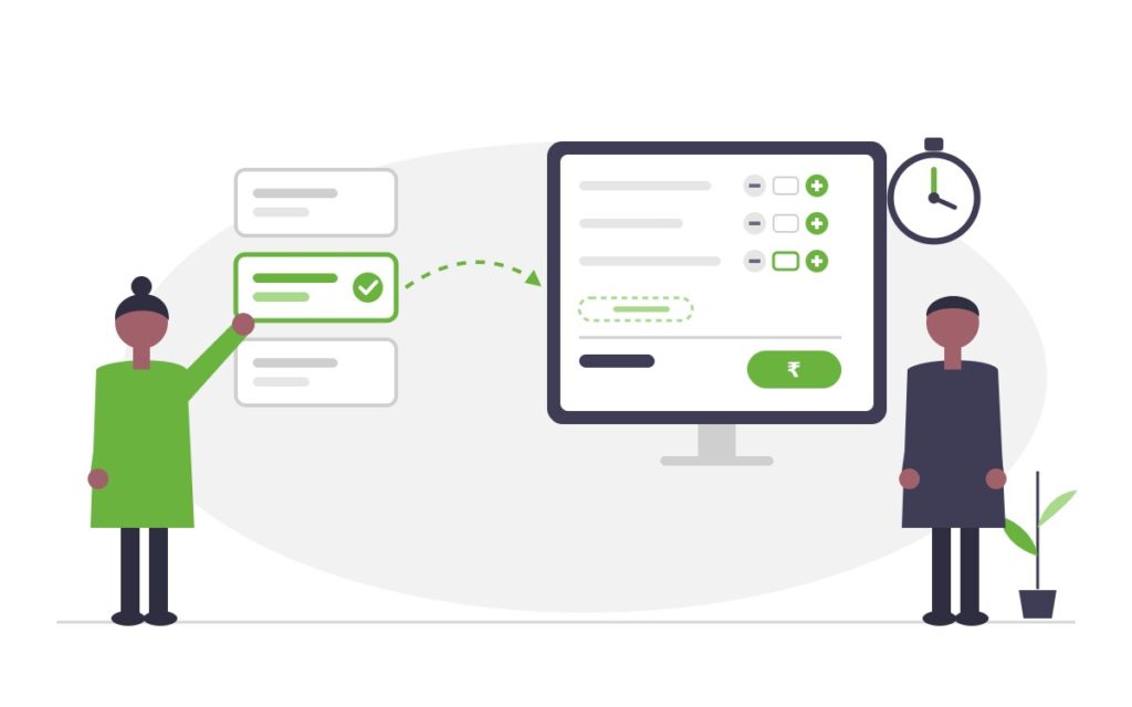A Bill in a Few Clicks: How a Kolkata School Turned Counter Billing Into Picking a Template Billing staff picking a ready-made sales voucher template and adjusting quantities for a parent – Vawsum inventory billing case study